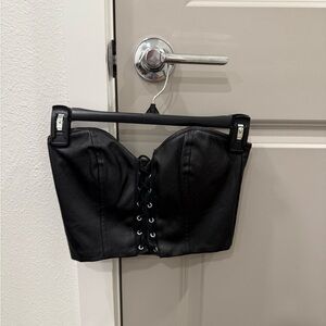 Black Lace-Up Bustier Top